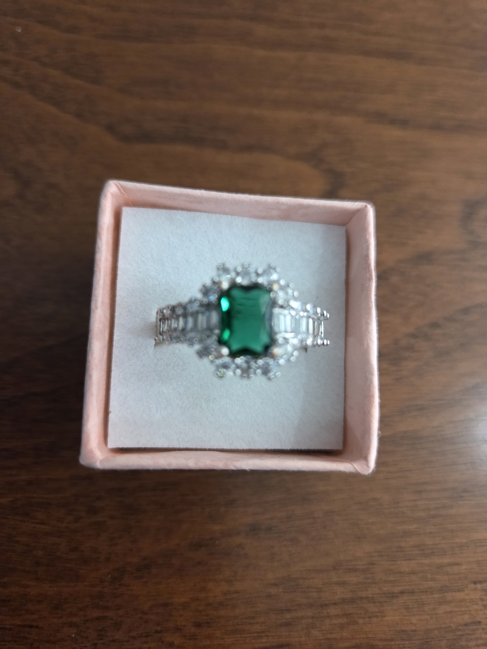 Emerald Green CZ Halo Cocktail Ring - Women Jewelry